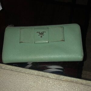 Prada Light Green Bow Wallet